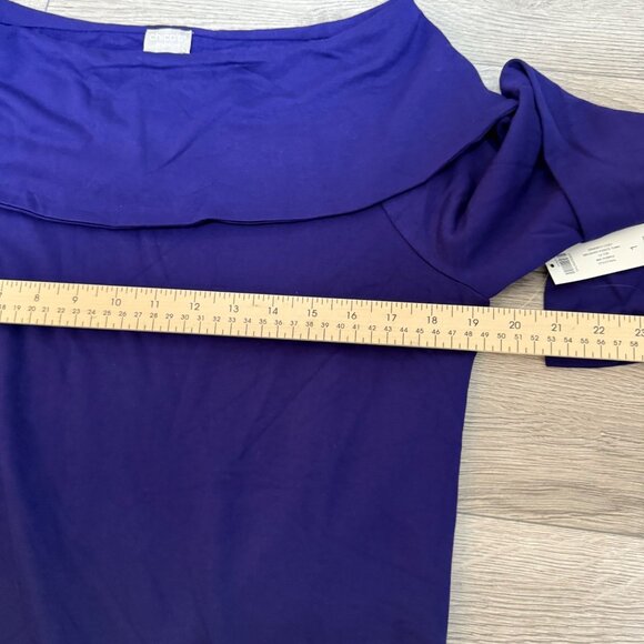 Chicos Zenergy Tunic Top Purple Cozy Brushed Fleece Cowl Neck Size 1 US Medium - Picture 8 of 11